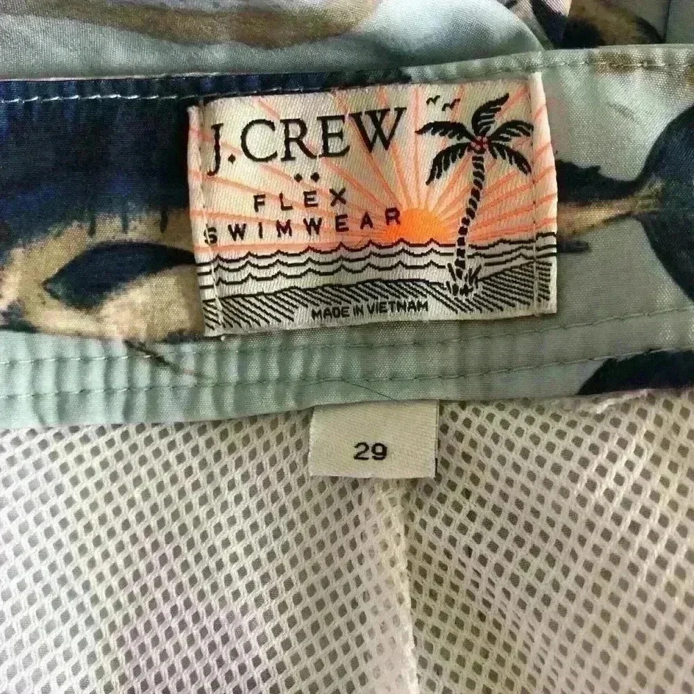 J. Crew Mens Marlin Print Flex Swimwear Trunks Size 29